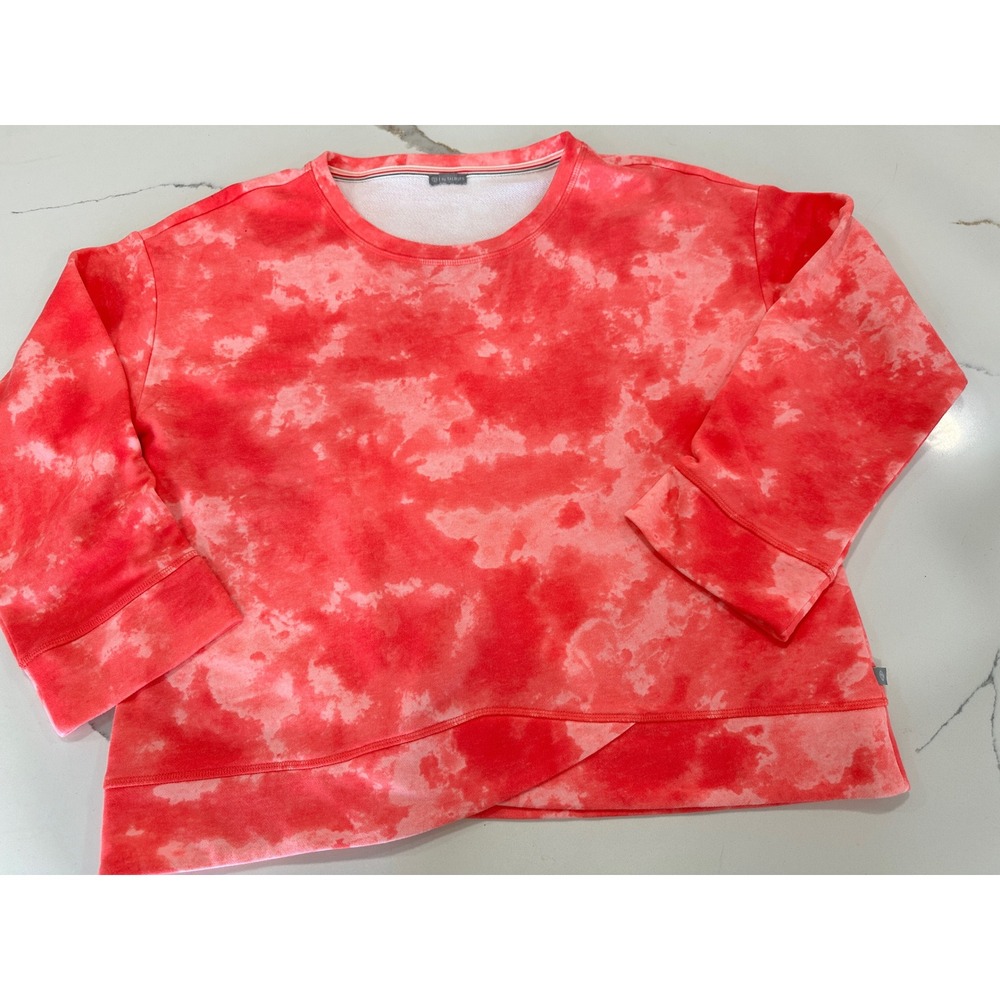 T‎ by Talbots Pink Tie Dye French Terry Sweatshirt Tulip Hem Womens L